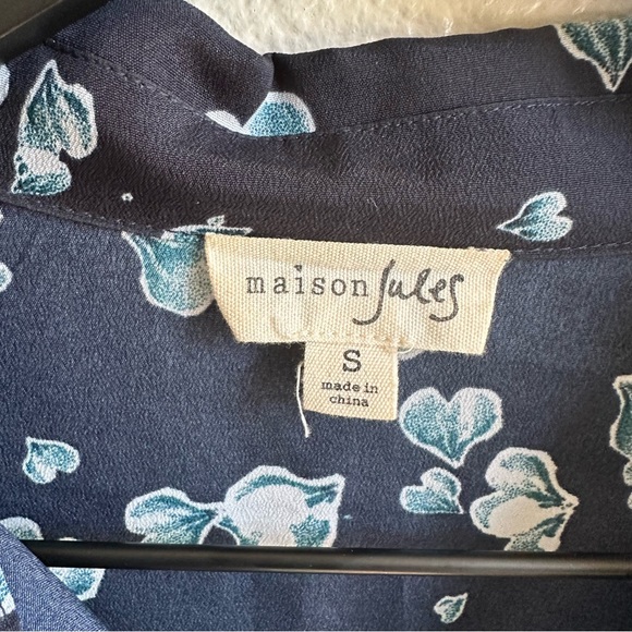 Maison Jules Blue Button Front Long Sleeve Dress Size Small - Picture 6 of 8